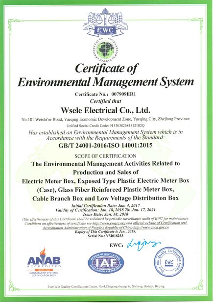 Porcellana WSELE ELECTRIC CO.,LTD. Certificazioni